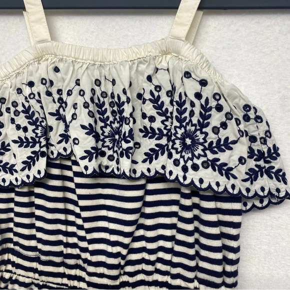 Hanna Andersson Striped Romper Blue Navy Stripe Eyelet 120 / US 6-7 - Picture 2 of 6